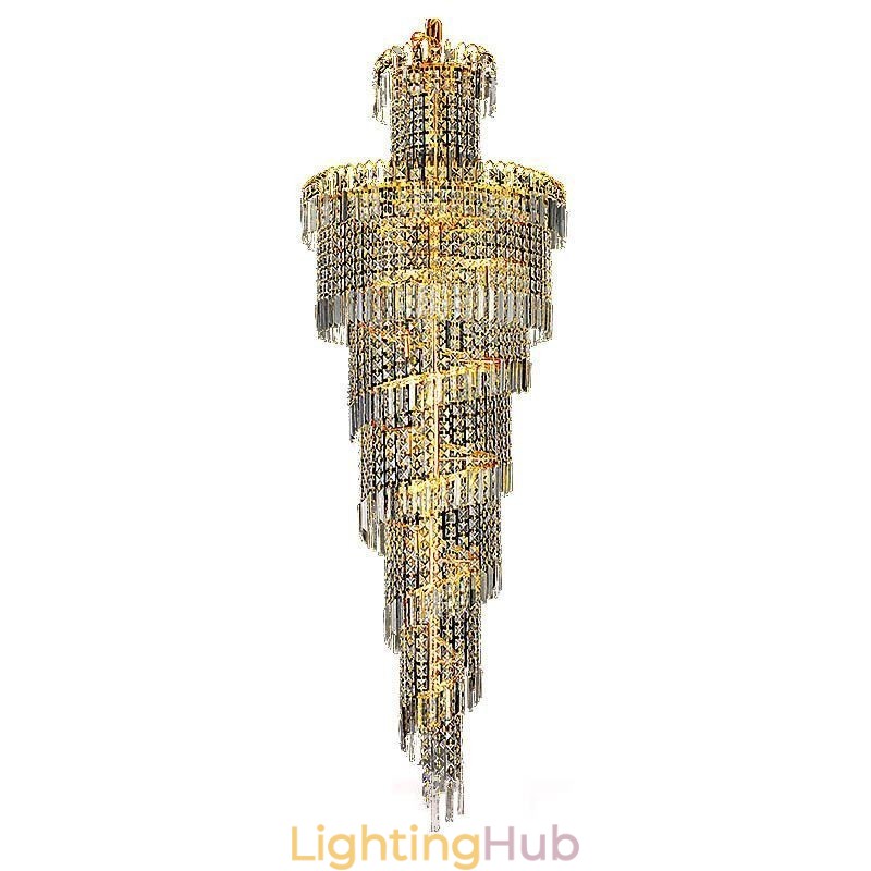 European Crystal Chandelier Large Round Shape Long Pendant