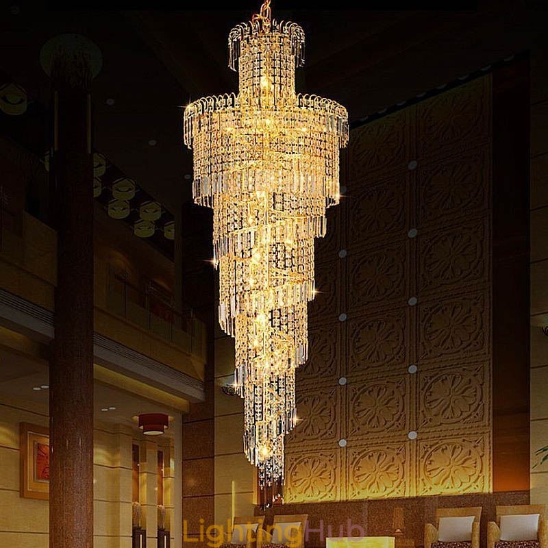 European Crystal Chandelier Large Round Shape Long Pendant