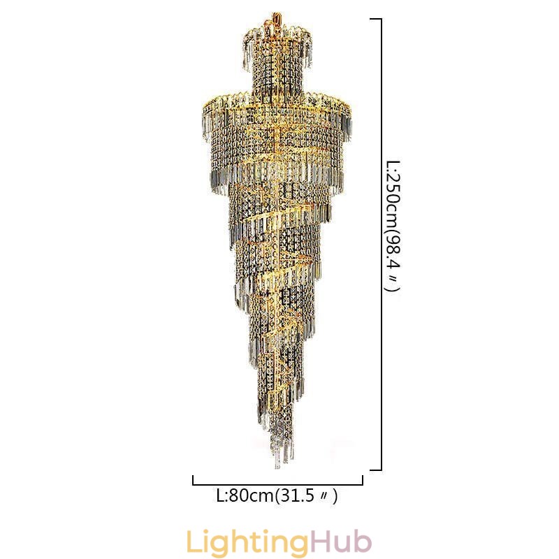 European Crystal Chandelier Large Round Shape Long Pendant