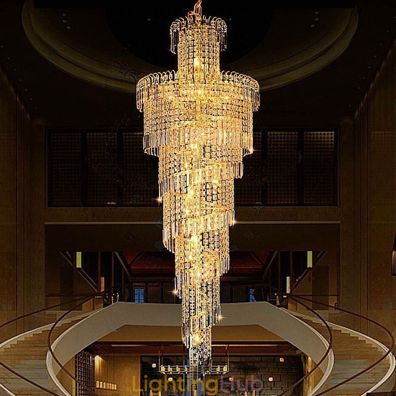 European Crystal Chandelier Large Round Shape Long Pendant