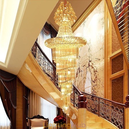 Luxury Crystal Chandelier Modern European Graceful Long Pendant Duplex Staircase Luxury Crystal Chandelier Modern European Graceful Long Pendant Duplex Staircase