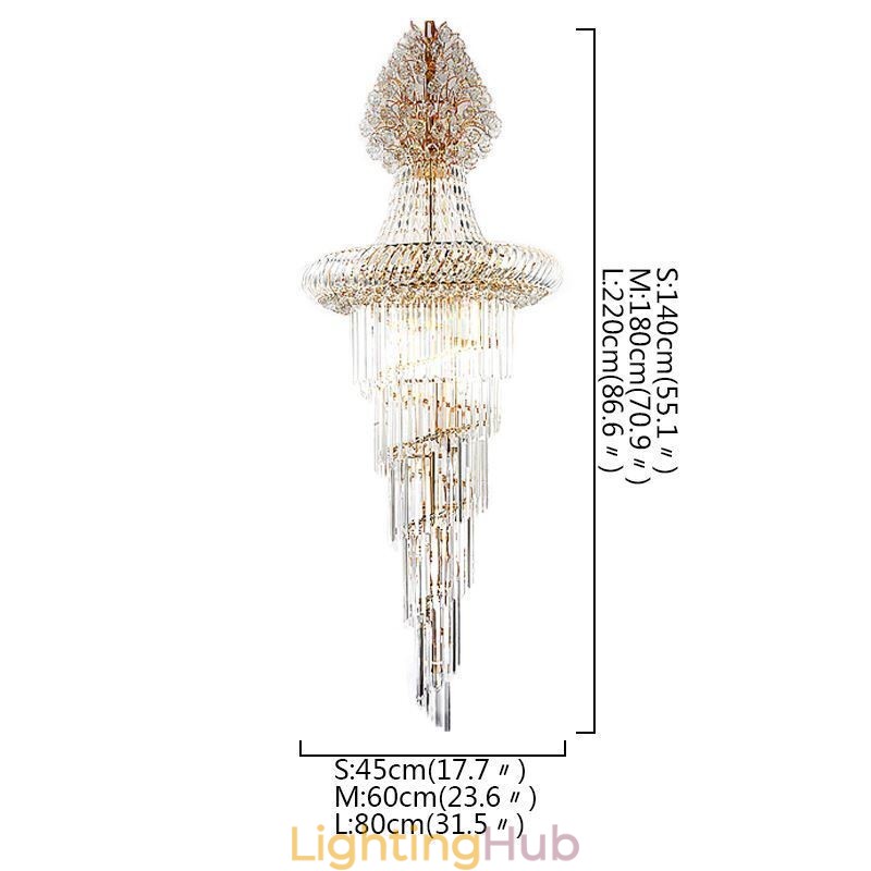 Luxury Crystal Chandelier Modern European Graceful Long Pendant Duplex Staircase
