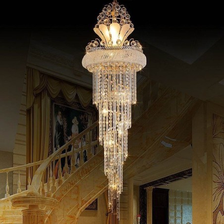Graceful Crystal Chandelier Modern Simple Long Pendant Duplex Staircase