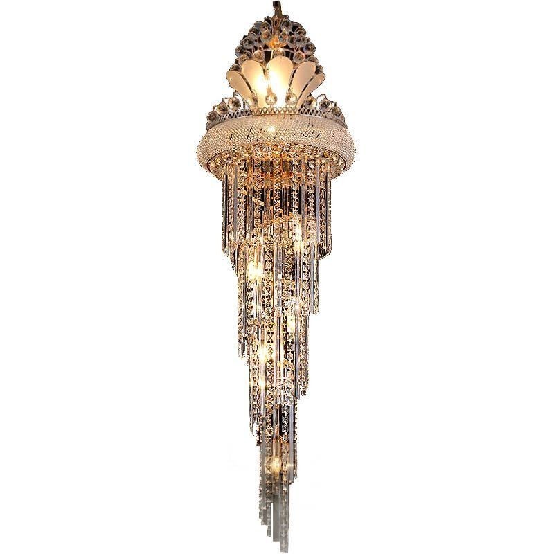Graceful Crystal Chandelier Modern Simple Long Pendant Duplex Staircase