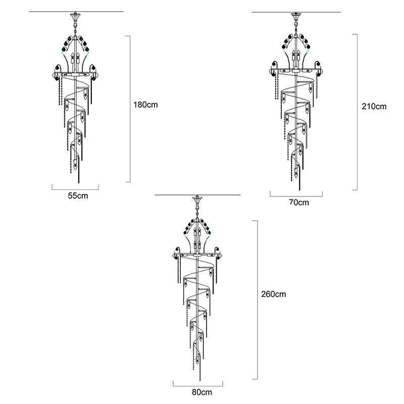 Graceful Crystal Chandelier Modern Simple Long Pendant Duplex Staircase