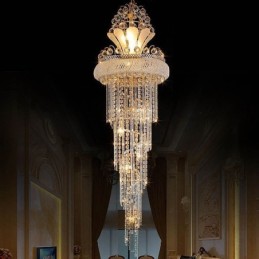 Graceful Crystal Chandelier Modern Simple Long Pendant Duplex Staircase