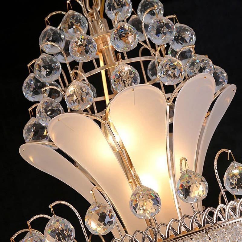 Graceful Crystal Chandelier Modern Simple Long Pendant Duplex Staircase