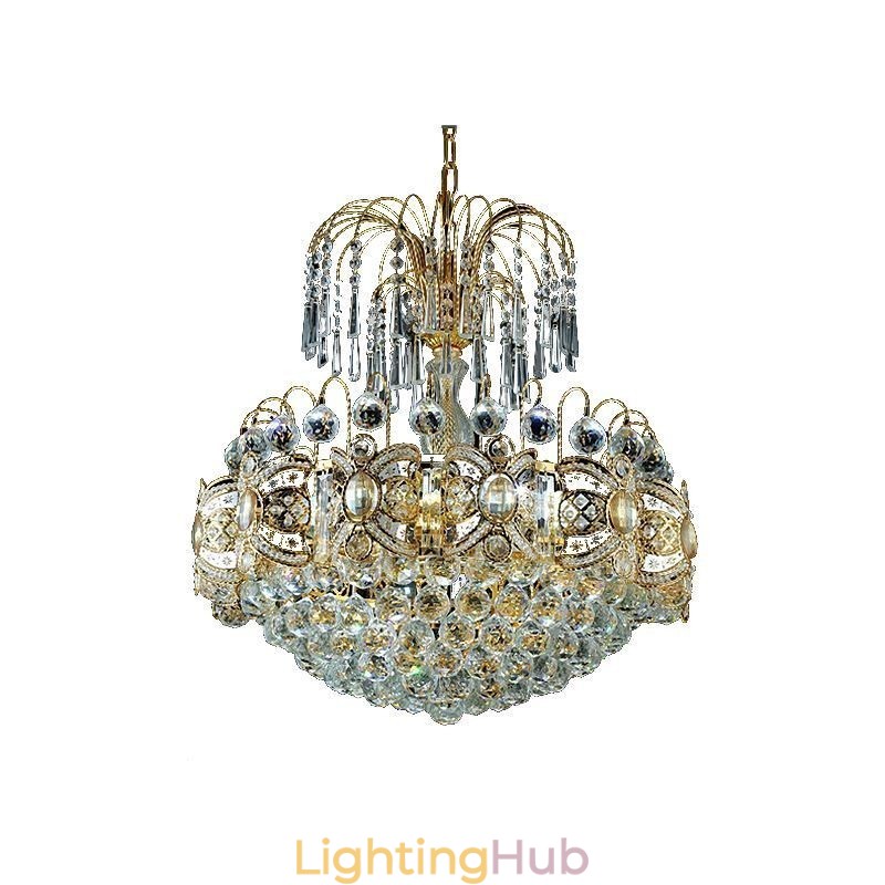 Graceful Crystal Chandelier Classic Gold Colour Pendant Light