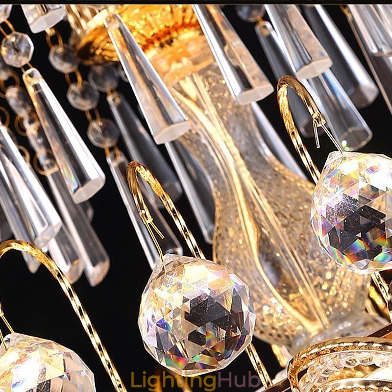 Graceful Crystal Chandelier Classic Gold Colour Pendant Light