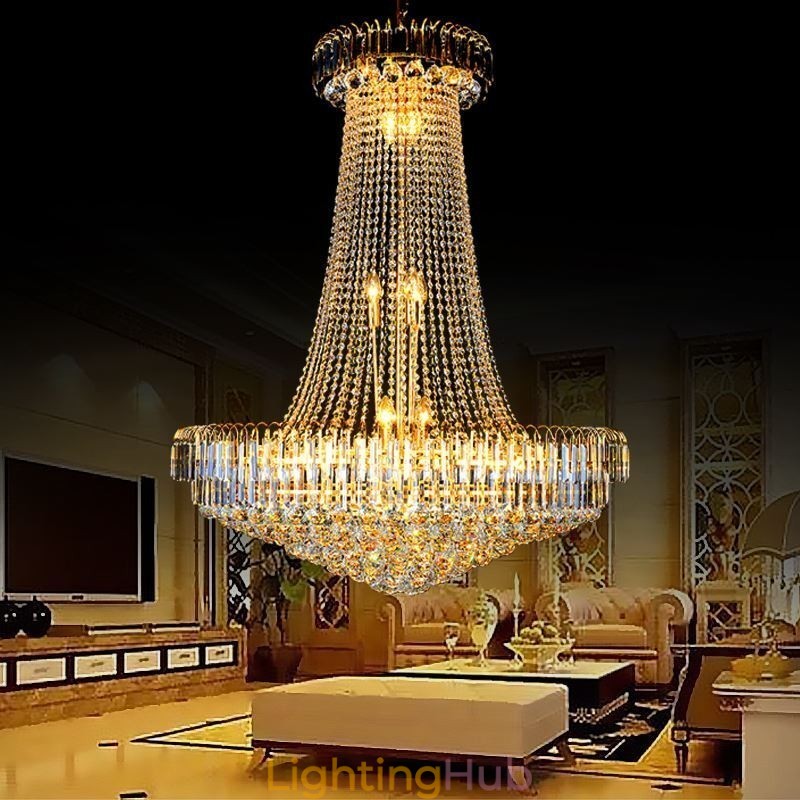 Elegant Crystal Chandelier European Pendant Light Long Hanging Chandelier Duplex Staircase