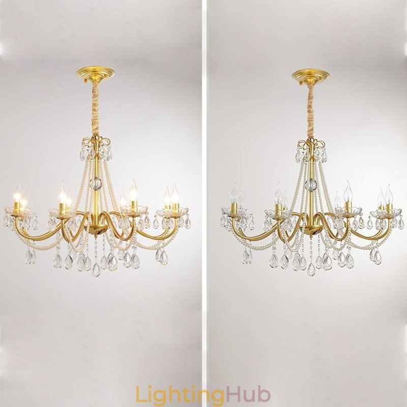 American Crystal Pendant Light Country Style Creative Iron Art Ceiling Light