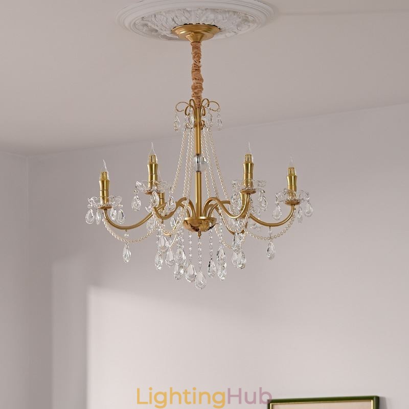 American Crystal Pendant Light Country Style Creative Iron Art Ceiling Light