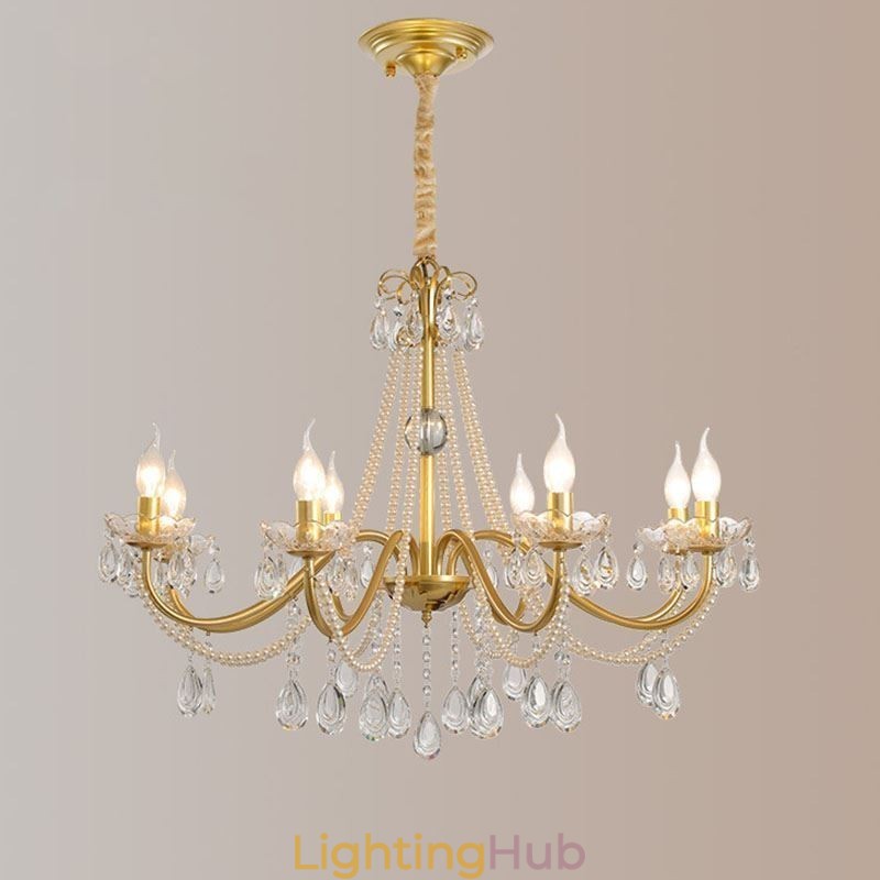 American Crystal Pendant Light Country Style Creative Iron Art Ceiling Light