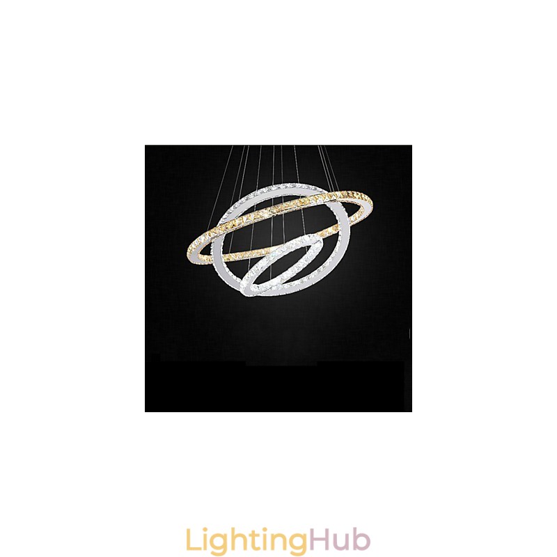 Pendant Lamps Amber and Clear K9 Crystal Chandelier Lights Lighting with 3 Ring