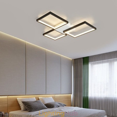 Flush Mount Minimalist 3 Square Ceiling Light Stepless Dimmable With Remote Control 60W Flush Mount Minimalist 3 Square Ceiling Light Stepless Dimmable With Remote Control 60W