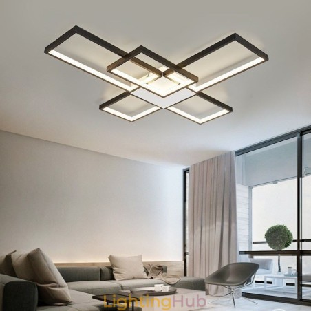 Minimalist Flush Mount Five Square Ceiling Light Stepless Dimmable With Remote Control 92W Minimalist Flush Mount Five Square Ceiling Light Stepless Dimmable With Remote Control 92W