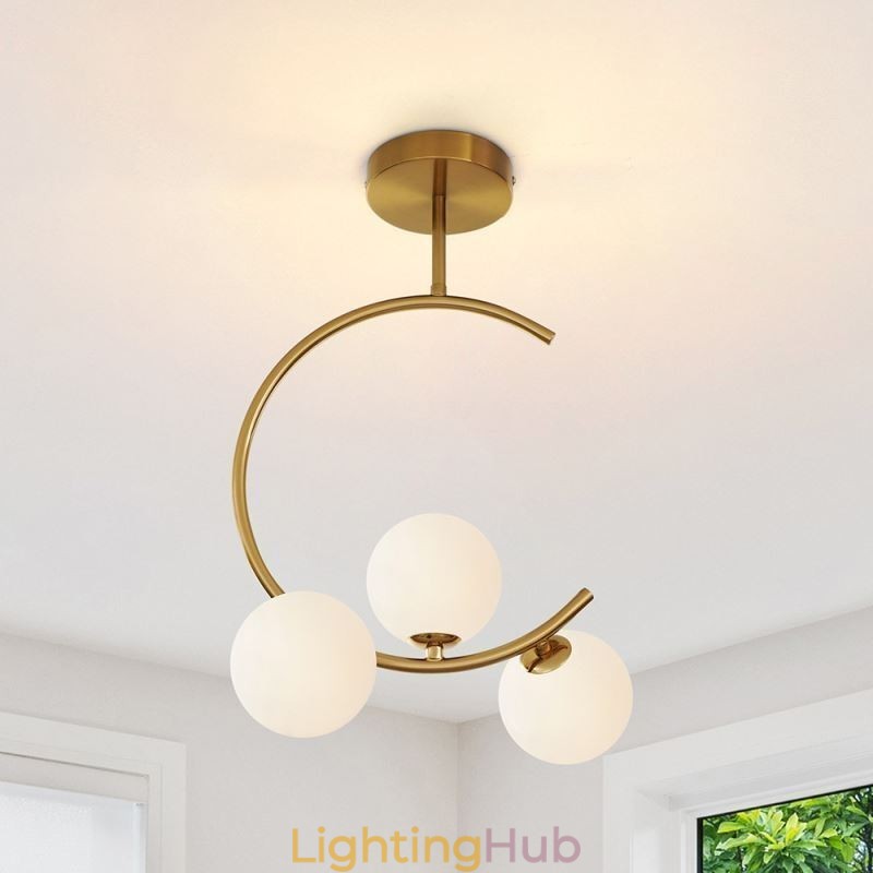 Modern And Simple Flush Mount Three Head Milky White Glass Ceiling Light G9 5W