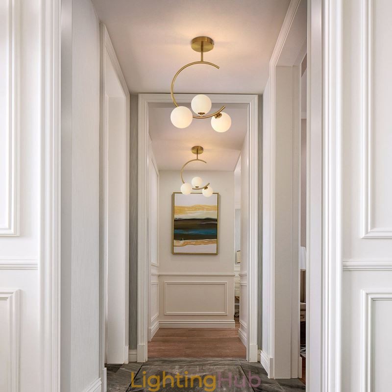 Modern And Simple Flush Mount Three Head Milky White Glass Ceiling Light G9 5W