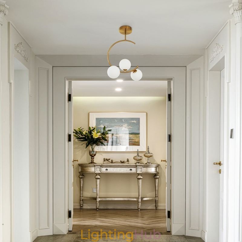 Modern And Simple Flush Mount Three Head Milky White Glass Ceiling Light G9 5W