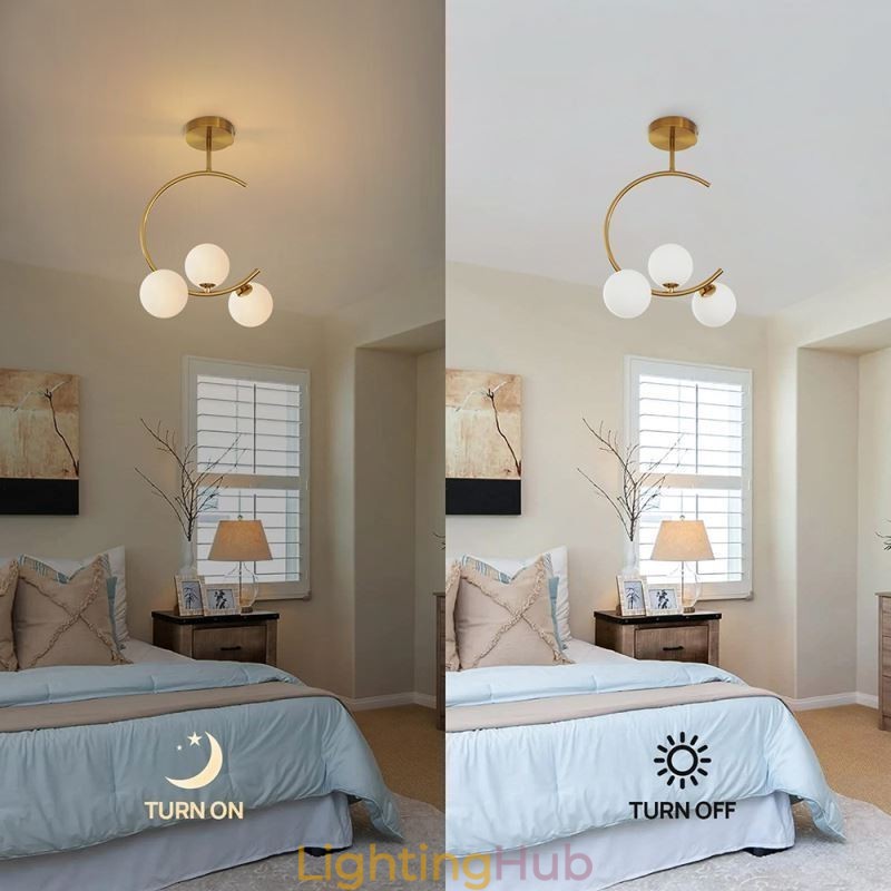 Modern And Simple Flush Mount Three Head Milky White Glass Ceiling Light G9 5W