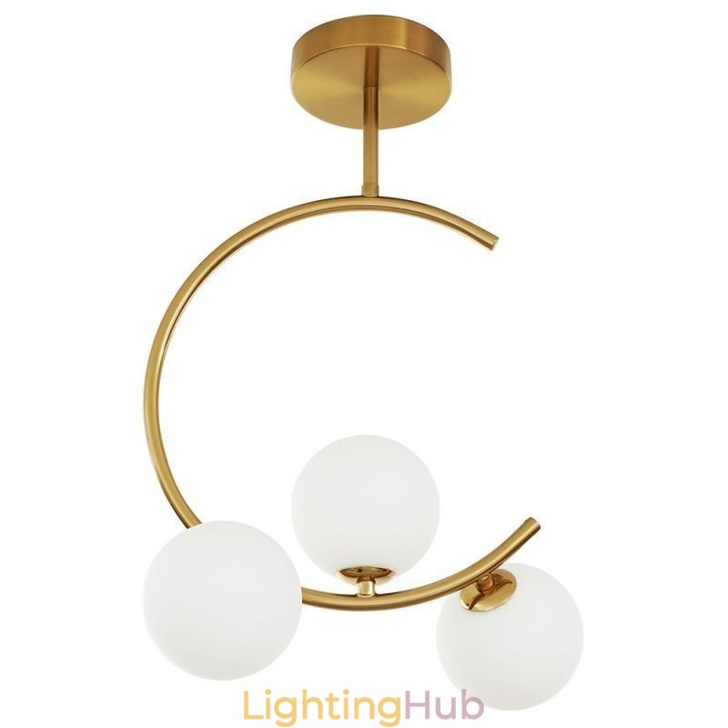 Modern And Simple Flush Mount Three Head Milky White Glass Ceiling Light G9 5W