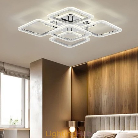 Flush Mount Chrome Acrylic Square Ceiling Light 5 Lights Flush Mount Chrome Acrylic Square Ceiling Light 5 Lights