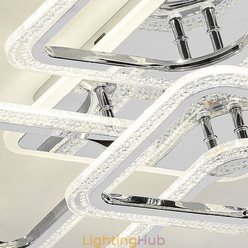 Flush Mount Chrome Acrylic Square Ceiling Light 5 Lights