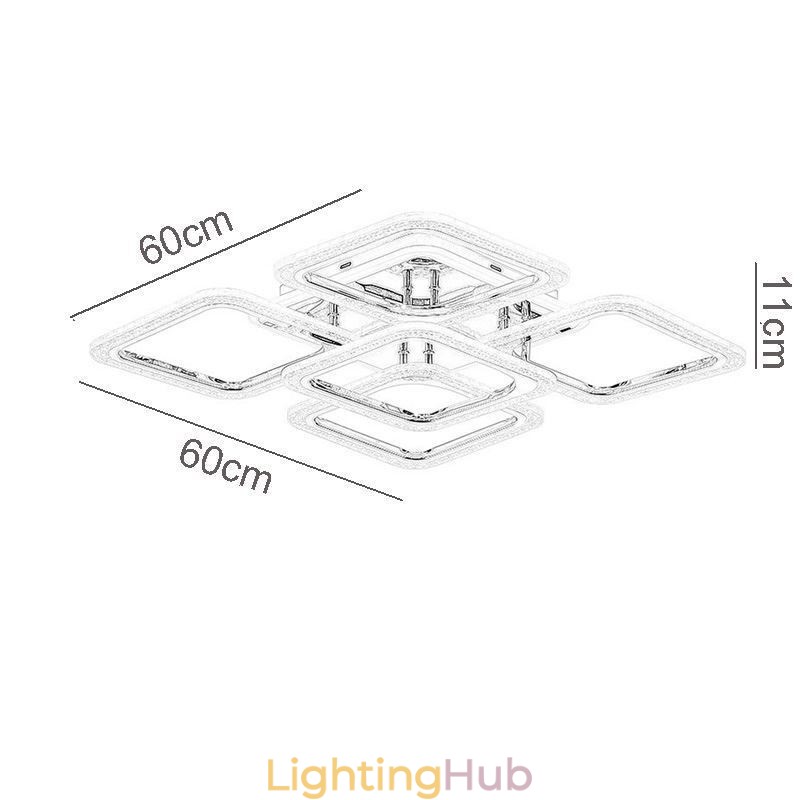 Flush Mount Chrome Acrylic Square Ceiling Light 5 Lights