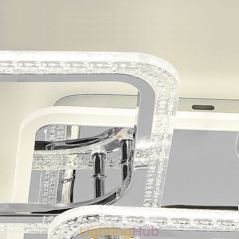 Flush Mount Chrome Acrylic Square Ceiling Light 5 Lights