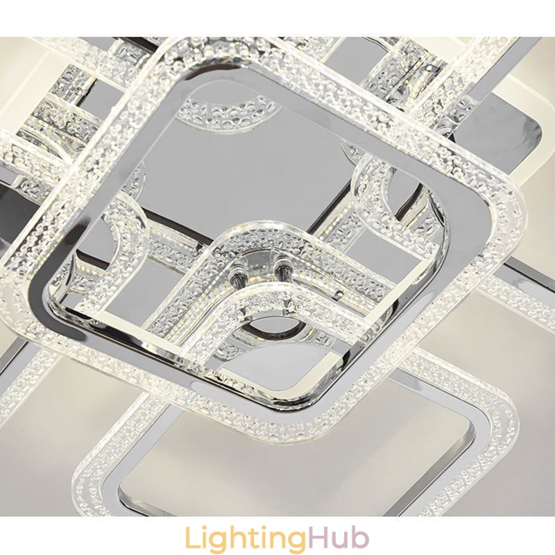 Flush Mount Chrome Acrylic Square Ceiling Light 5 Lights