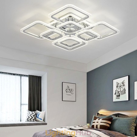 Flush Mount Acrylic Square Ceiling Light Chrome 8 Lights Flush Mount Acrylic Square Ceiling Light Chrome 8 Lights
