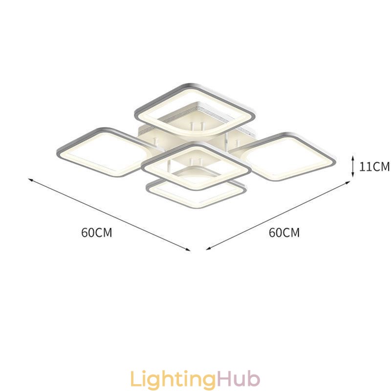 Flush Mount White Acrylic Square Ceiling Light 5 Lights 8 Lights