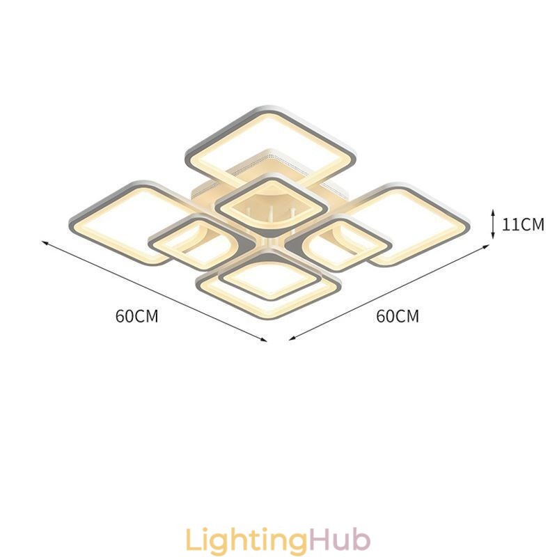 Flush Mount White Acrylic Square Ceiling Light 5 Lights 8 Lights