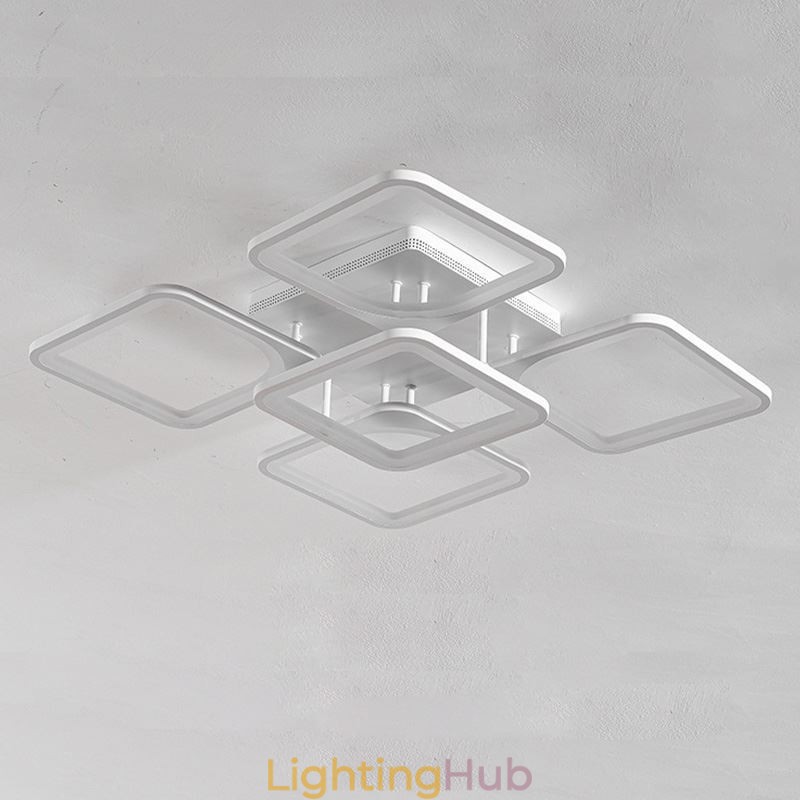 Flush Mount White Acrylic Square Ceiling Light 5 Lights 8 Lights