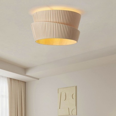 Wabi Sabi Flush Mount French Cream Style Double Layer Fabric Lampshade Ceiling Lamp Wabi Sabi Flush Mount French Cream Style Double Layer Fabric Lampshade Ceiling Lamp