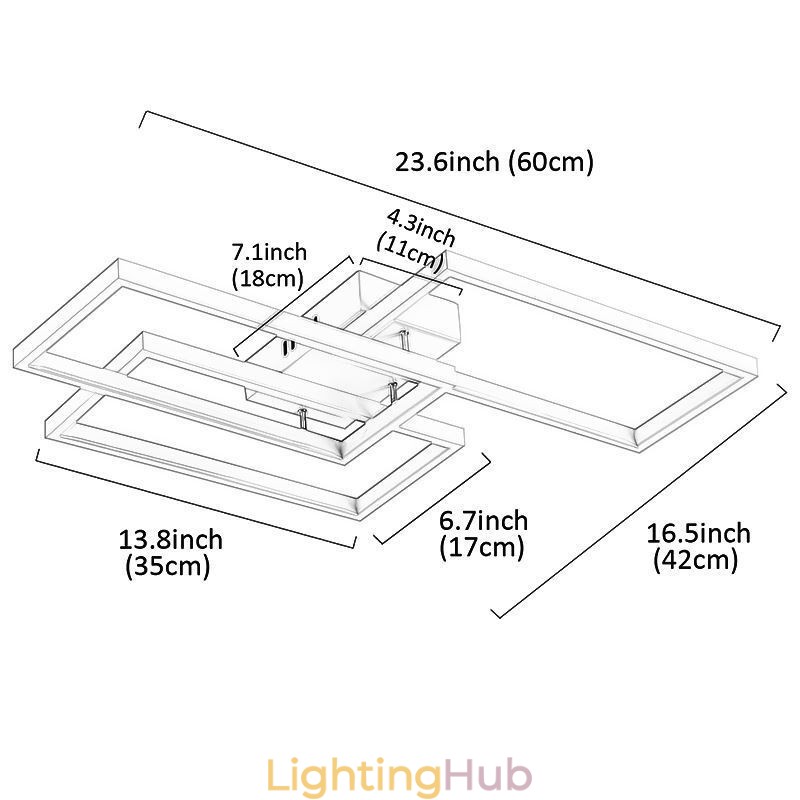 Flush Mount Acrylic Geometric Rectangular Ceiling Light