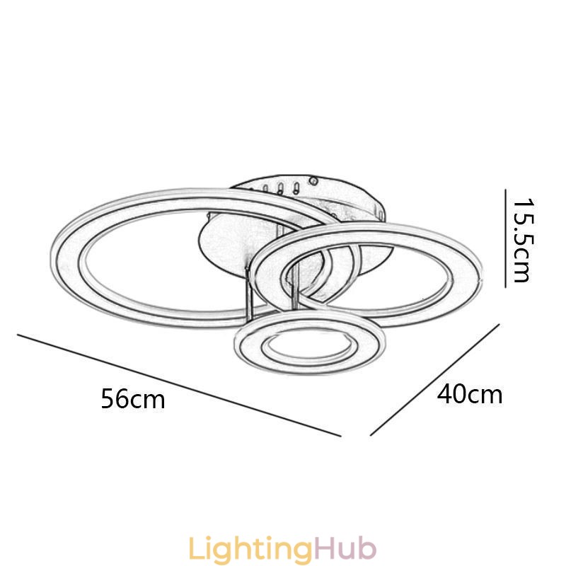 Flush Mount Triple Acrylic Round Ceiling Light
