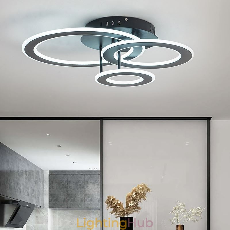 Flush Mount Triple Acrylic Round Ceiling Light