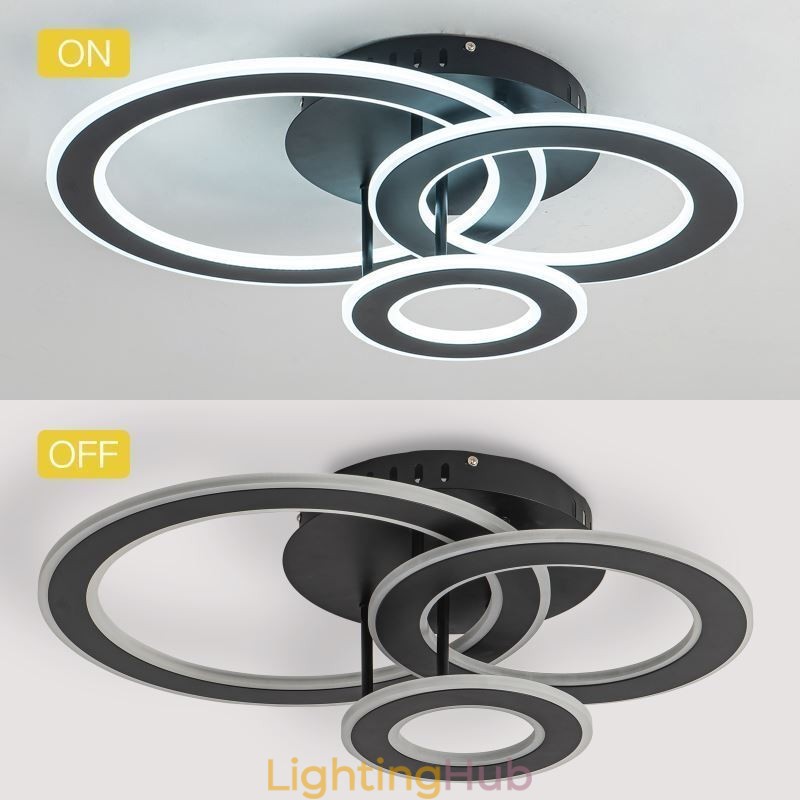 Flush Mount Triple Acrylic Round Ceiling Light