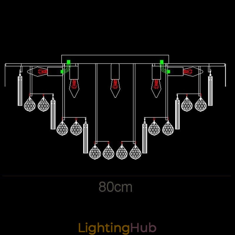 Crystal Flush Mount Round Crystal Ceiling Lamp with Remote Control 80CM