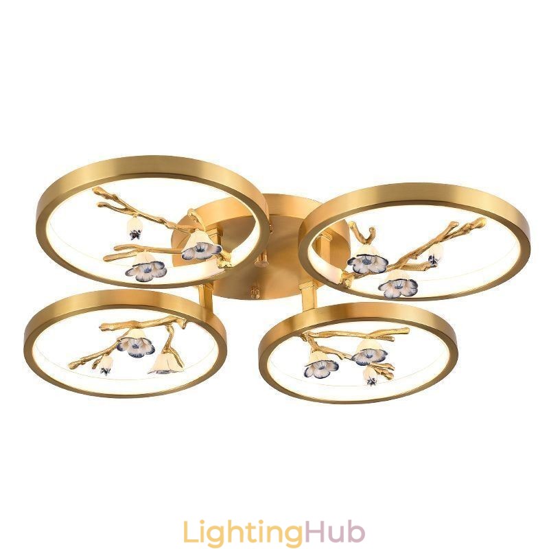 Flush Mount Copper Art Branch Plum Blossom Ceiling Light