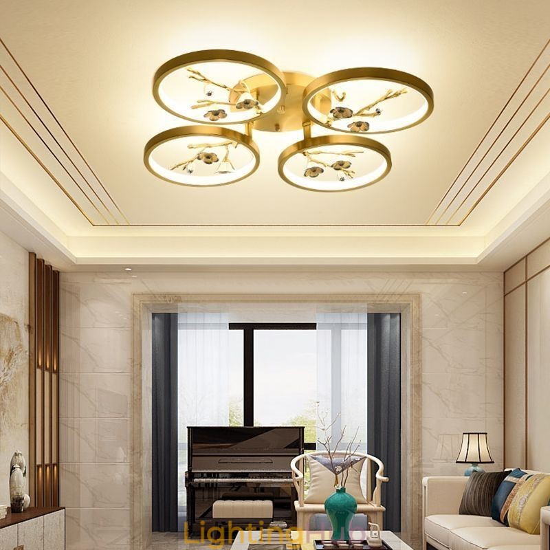 Flush Mount Copper Art Branch Plum Blossom Ceiling Light
