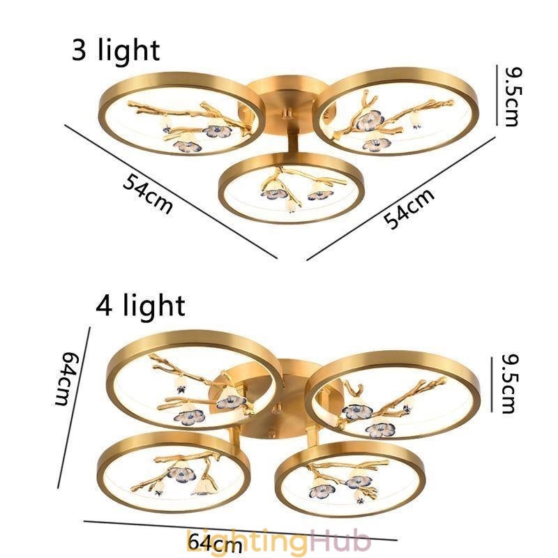 Flush Mount Copper Art Branch Plum Blossom Ceiling Light