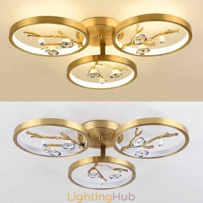 Flush Mount Copper Art Branch Plum Blossom Ceiling Light