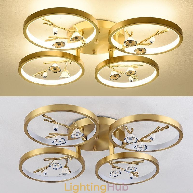 Flush Mount Copper Art Branch Plum Blossom Ceiling Light