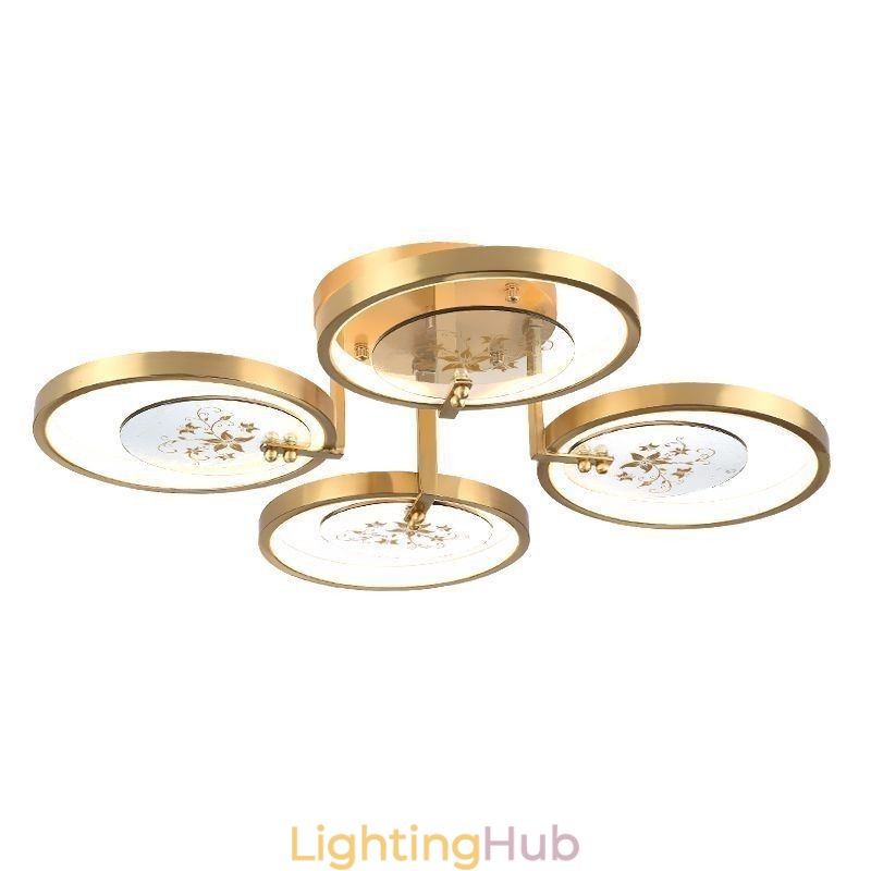Flush Mount Acrylic Copper Art Printing Ceiling Light