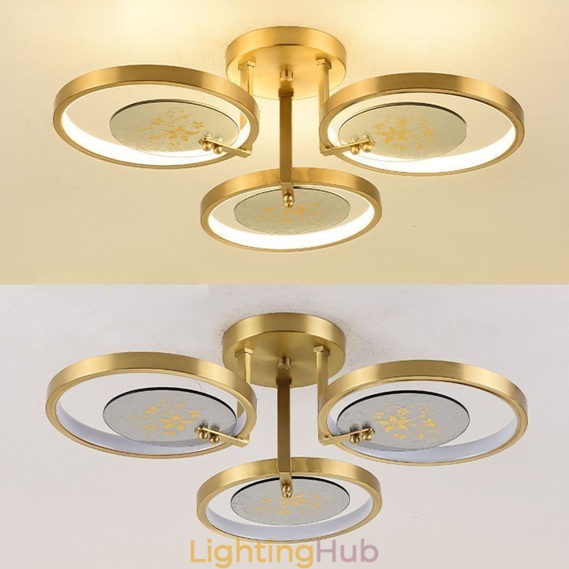 Flush Mount Acrylic Copper Art Printing Ceiling Light