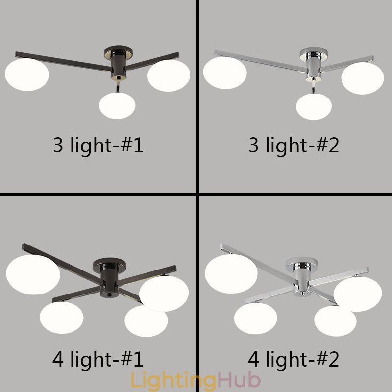 Nordic Glass Flush Mount Creative Wrought Iron Ceiling Light