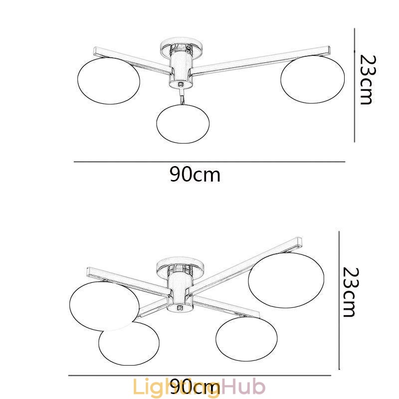 Nordic Glass Flush Mount Creative Wrought Iron Ceiling Light