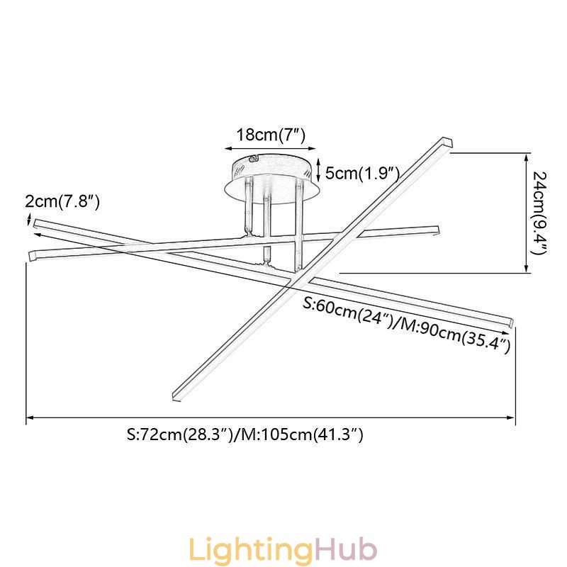 Modern Simple Flush Mount Aluminum Art Strip Ceiling Light